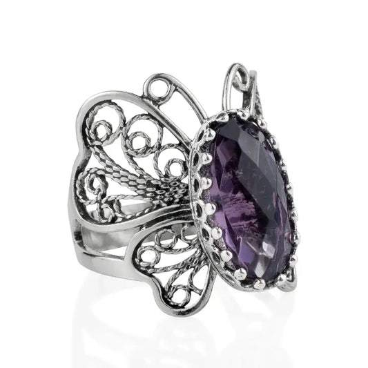 Filigree Gemstone Butterfly Ring .925