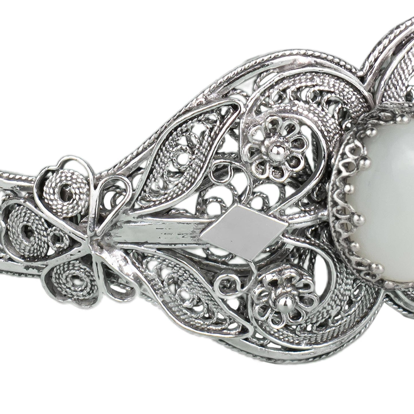 Sterling Silver Art Mother of Pearl Cuff Bracelet
