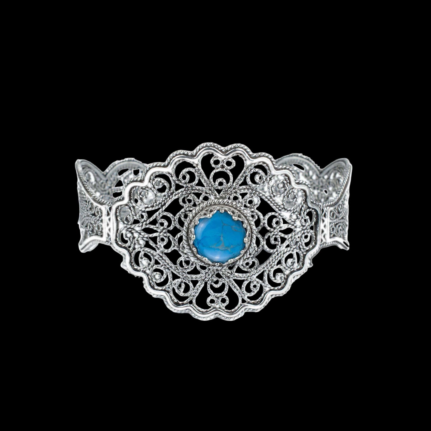 Sterling Silver Cuff Bracelet: Teal Turquoise