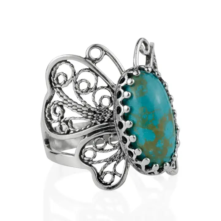 Filigree Gemstone Butterfly Ring .925