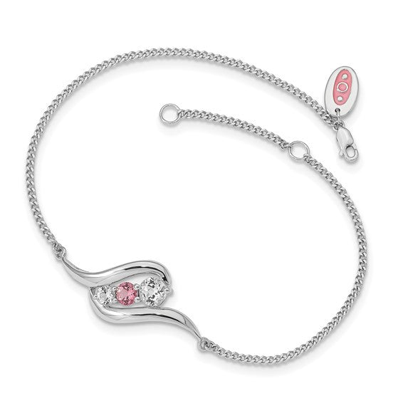 10K white Gold Clear and Pink Swarovski Topaz Bracelet