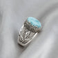 Filigree Art Larimar Gemstone Tulip Detailed Women Sterling Silver Statement Ring: 9