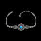 Sterling Silver  Clover Flower Woman Link Bracelet: Turquoise