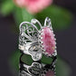 Art Rhodonite Gemstone Women Butterfly Sterling Silver Ring: 8