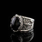 Filigree Art Black Onyx Gemstone Tulip Detailed Women Sterling Silver Statement Ring: Black Onyx / 8