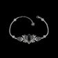Black Onyx Gemstone Women Silver Lotus Flower Link Bracelet: Black Onyx