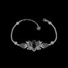 Black Onyx Gemstone Women Silver Lotus Flower Link Bracelet: Black Onyx