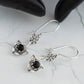 Sterling Silver  Art Gemstone Dangle Women Triangle Earrings: Black Onyx