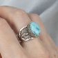 Filigree Art Larimar Gemstone Tulip Detailed Women Sterling Silver Statement Ring: 9