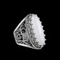 Filigree Art Mother of Pearl Gemstone Women Sterling Silver Long Statement Ring: 9