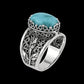 Filigree Art Larimar Gemstone Tulip Detailed Women Sterling Silver Statement Ring: 9