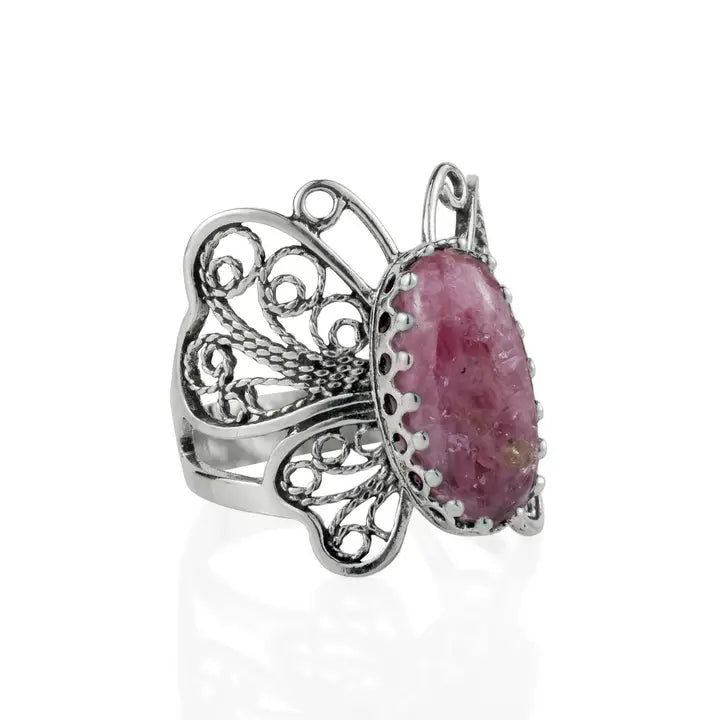 Filigree Gemstone Butterfly Ring .925