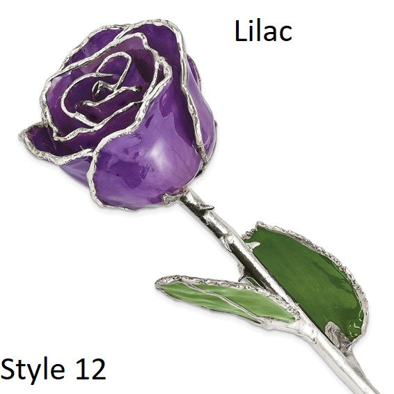 Real Lacquer Roses Dipped in Sterling Silver