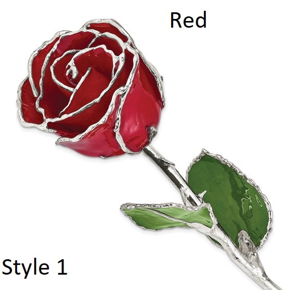 Real Lacquer Roses Dipped in Sterling Silver