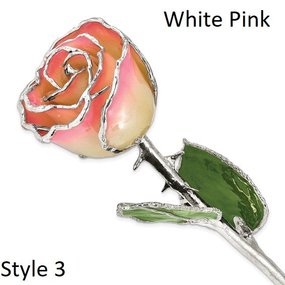 Real Lacquer Roses Dipped in Sterling Silver