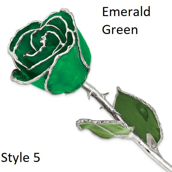 Real Lacquer Roses Dipped in Sterling Silver