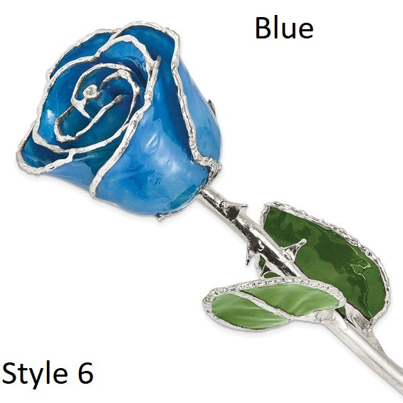 Real Lacquer Roses Dipped in Sterling Silver