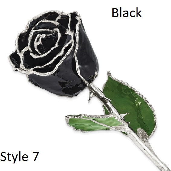 Real Lacquer Roses Dipped in Sterling Silver