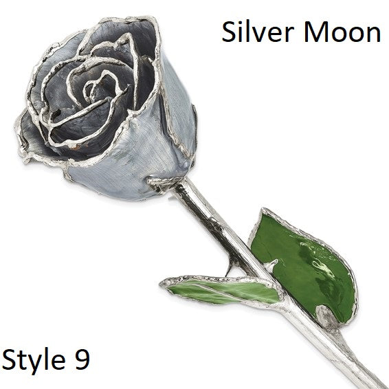 Real Lacquer Roses Dipped in Sterling Silver