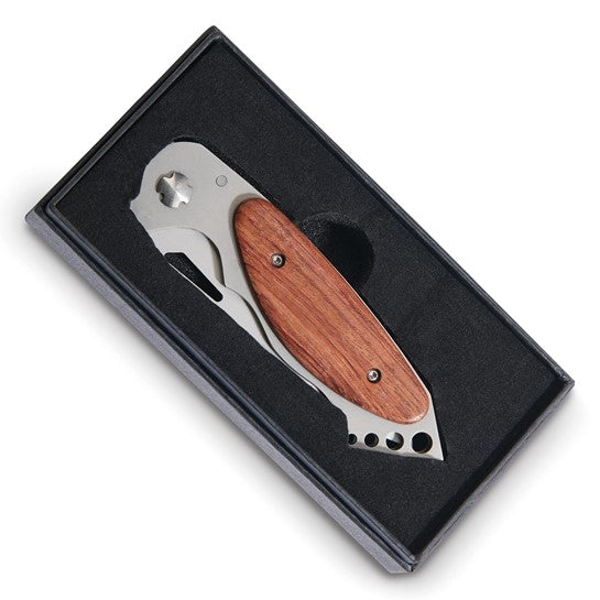 Wood Handle Stainless Steel Locking Folding Pocket Knife with Belt Clip