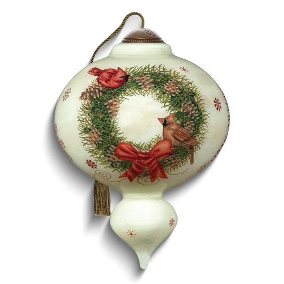 Bigger - Neqwa Art Joyeux Noel by Tim Coffey Hand-painted Glass Ornament