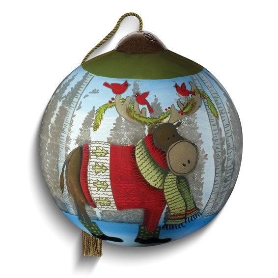 Neqwa Art Forest Friends by Lori Siebert Hand-painted Glass Ornament