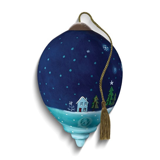 Neqwa Art Twas Christmas Night by Joanne Cave Hand-painted Glass Ornament