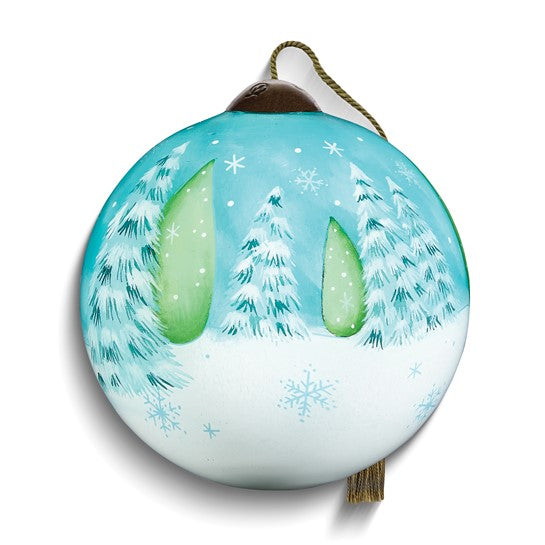 Neqwa Art Snowman NOEL by Helz Cuppleditch Hand-painted Glass Ornament