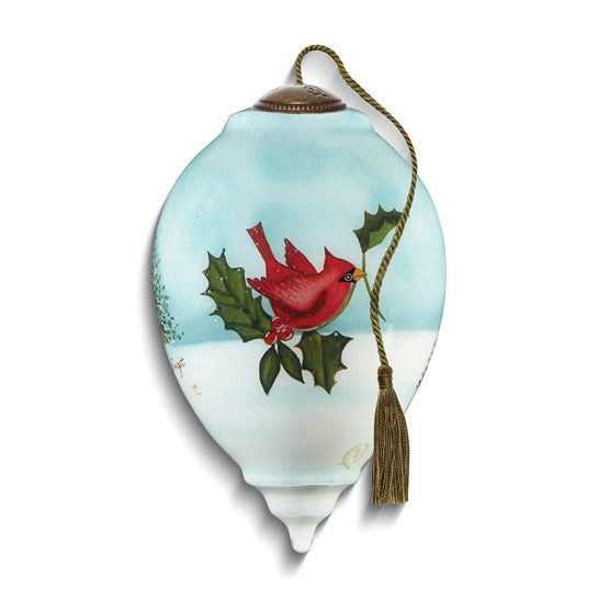 Bigger - Neqwa Art Santa Is On His Way by Susan Winget Hand-painted Glass Ornament