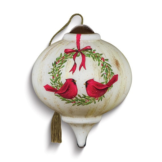 Neqwa Art When Cardinals Appear, Angels are Near by Julie Oldham Hand-painted Glass Ornamen