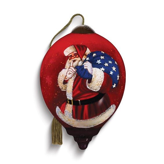 Neqwa Art A Patriotic Christmas by Simon Treadwell Hand-painted Glass Ornament