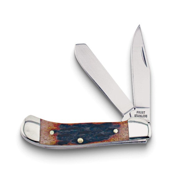 Frost Cutlery Baby Saddlehorn Chestnut Jigged Pocket Knife