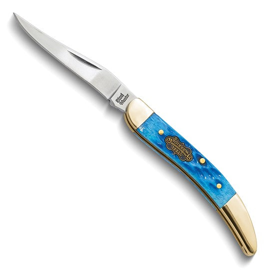 Steel Warrior Toothpick Cancun Blue Jigged Handle Pocket Knife with 440 Steel Blade