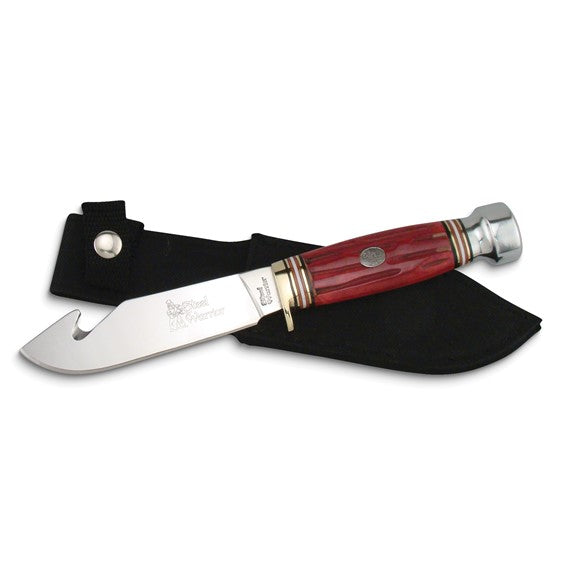 Steel Warrior Guthook Red Bone Handle 440 Steel Blade Knife with Nylon Sheath