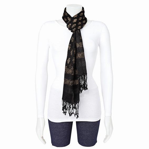 Black and Metallic Gold Fashion Scarf