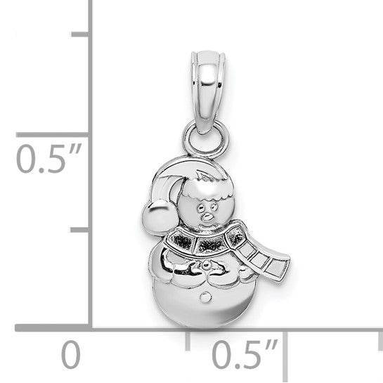 14K White Gold Snowman Charm - Pendant Only