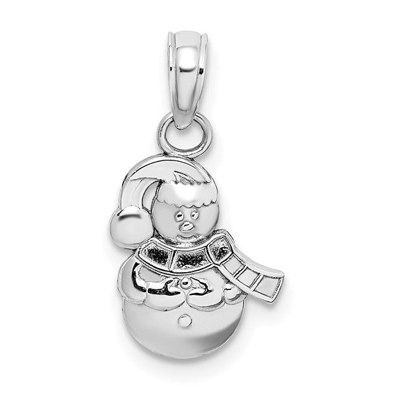 14K White Gold Snowman Charm - Pendant Only