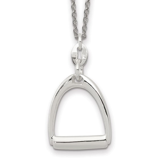 FYD - Sterling Silver Large Horse Stirrup Necklace 18in