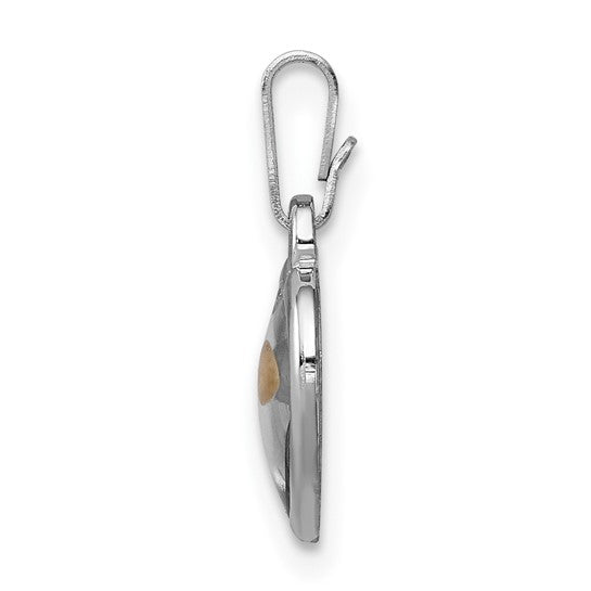 Sterling Silver Rhodium-plated Small Heart with Mustard Seed Pendant 18-20 inch chain and magnetic clasp