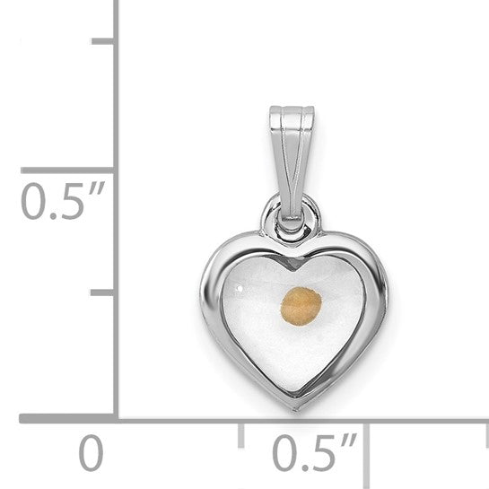 Sterling Silver Rhodium-plated Small Heart with Mustard Seed Pendant 18-20 inch chain and magnetic clasp