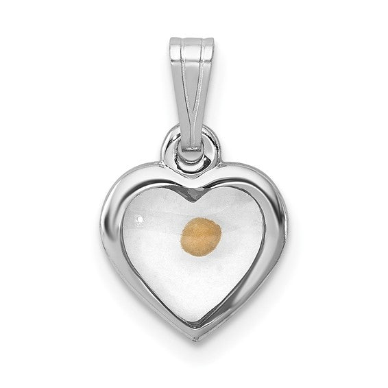 Sterling Silver Rhodium-plated Small Heart with Mustard Seed Pendant 18-20 inch chain and magnetic clasp