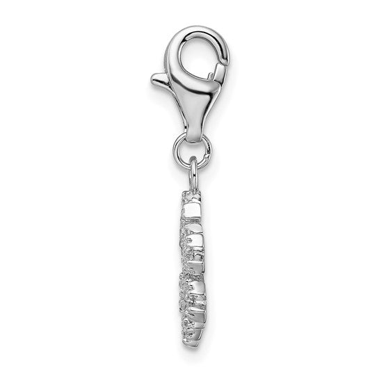 Amore La Vita Sterling Silver Rhodium-plated Polished CZ Snowflake Charm with Fancy Lobster Clasp