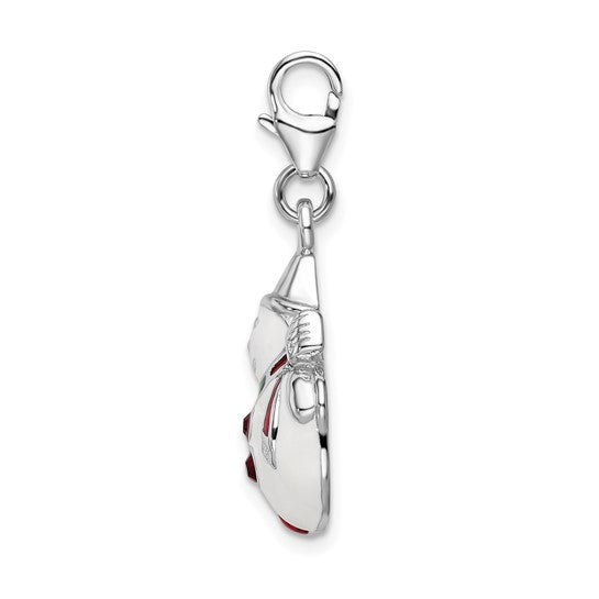 Amore La Vita Sterling Silver Rhodium-plated Polished 3-D Enameled Crystal From Swarovski Snowman Charm with Fancy Lobster Clasp