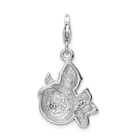 Amore La Vita Sterling Silver Rhodium-plated Polished 3-D Enameled Crystal From Swarovski Snowman Charm with Fancy Lobster Clasp