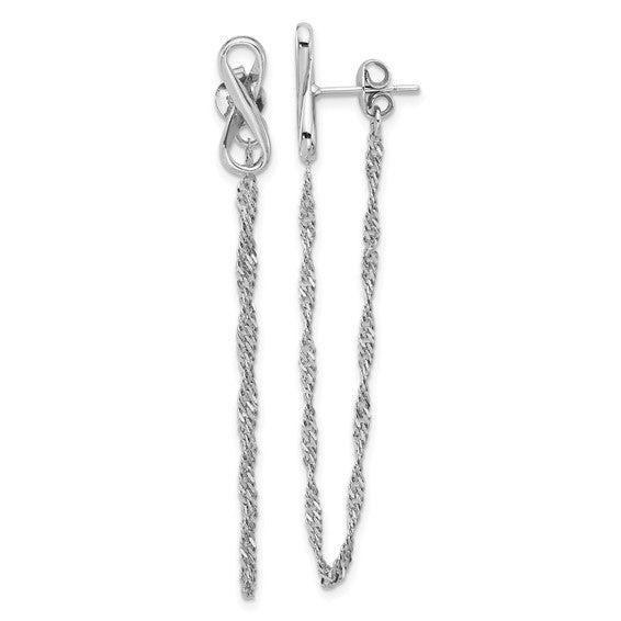 FYD - Sterling Silver Rhodium-plated Infinity with Twisted Chain Post Earrings