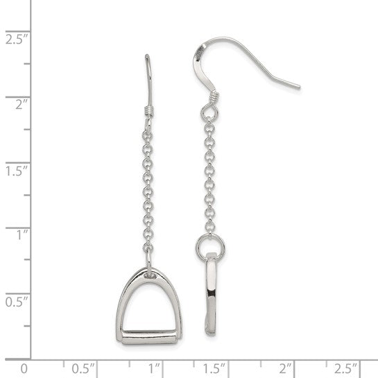 FYD - Sterling Silver Polished Horse Stirrup Dangle Earrings