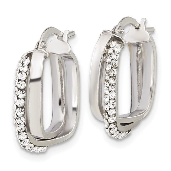 Sterling Silver Stellux Crystal Square Hoop Earrings 19mm