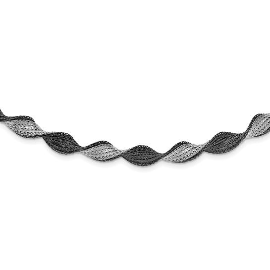 Sterling Silver Polished Ruthenium Twist  16.25in or 7.5in