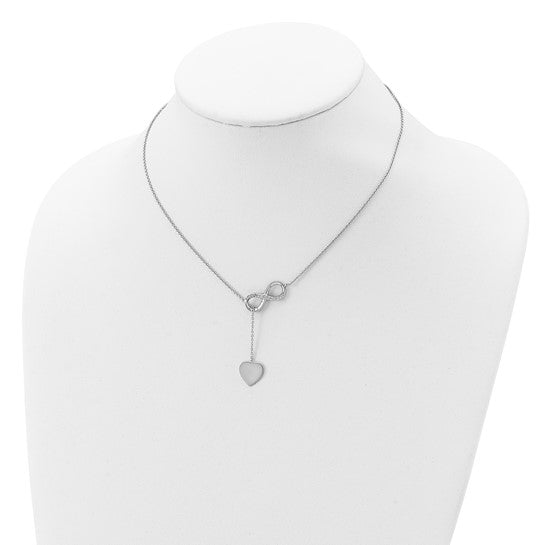 FYD - Sterling Silver RH-plated CZ Infinity/Heart 16in with 2in ext. Y-Necklace and Magnetic clasp