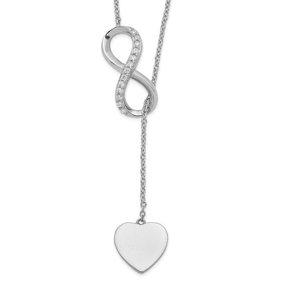 FYD - Sterling Silver RH-plated CZ Infinity/Heart 16in with 2in ext. Y-Necklace and Magnetic clasp